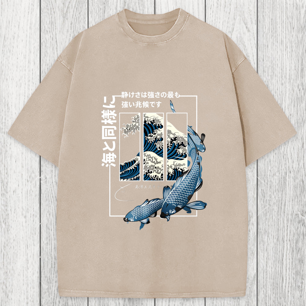 Tokyosol Koi Fish Great Wave Washed T-Shirt