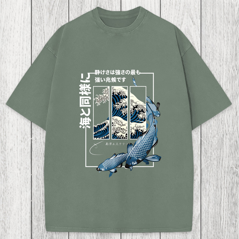 Tokyosol Koi Fish Great Wave Washed T-Shirt