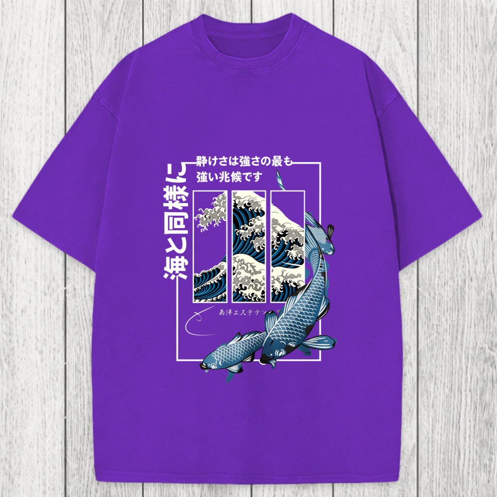 Tokyosol Koi Fish Great Wave Washed T-Shirt