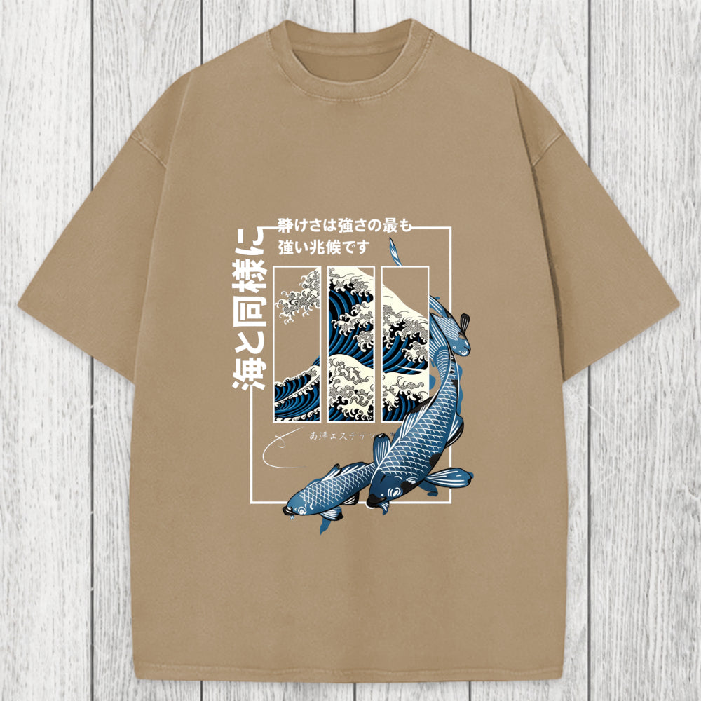 Tokyosol Koi Fish Great Wave Washed T-Shirt