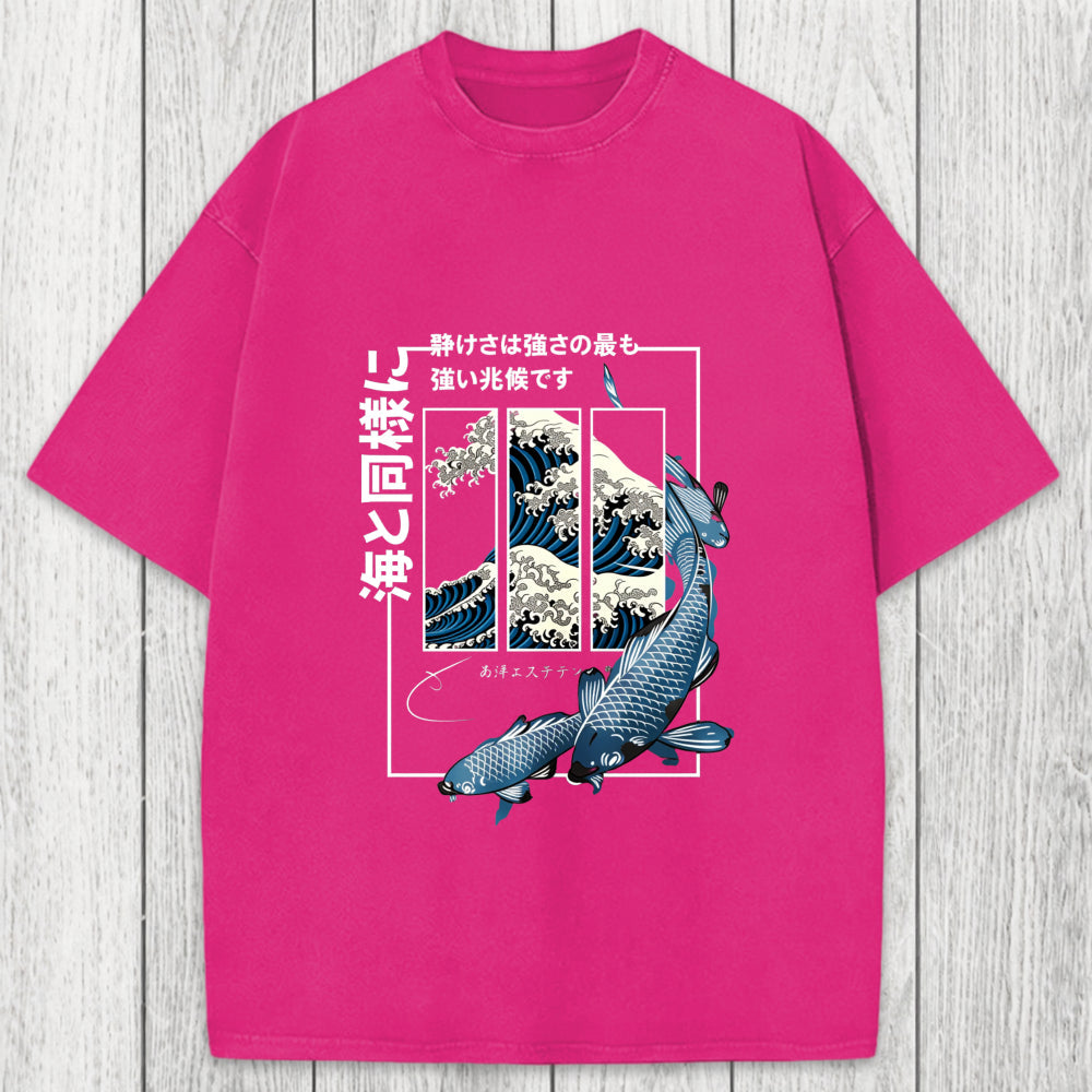 Tokyosol Koi Fish Great Wave Washed T-Shirt