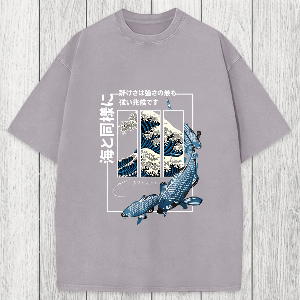 Tokyosol Koi Fish Great Wave Washed T-Shirt
