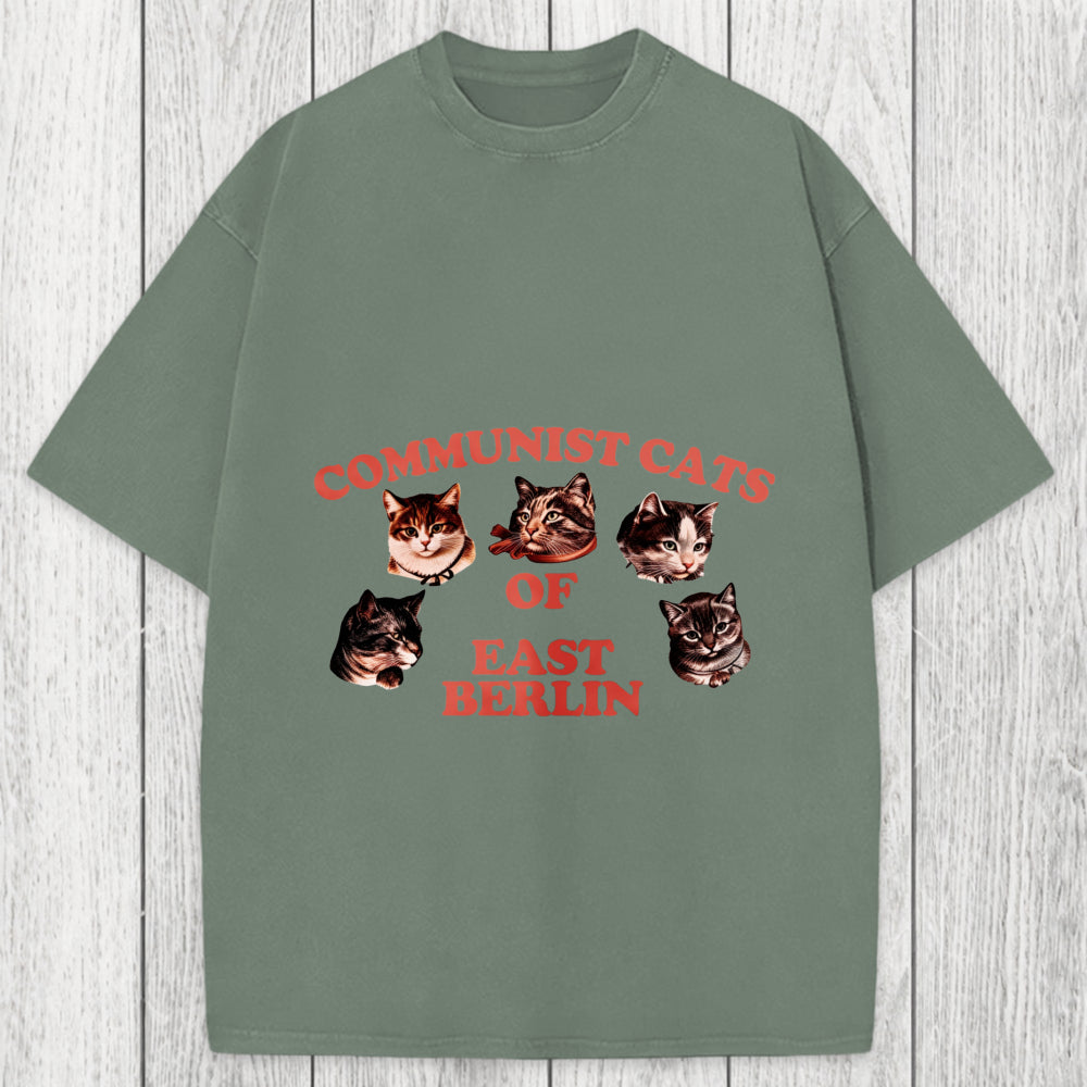 Tokyosol Communist Cats Of East Berlin Washed T-Shirt