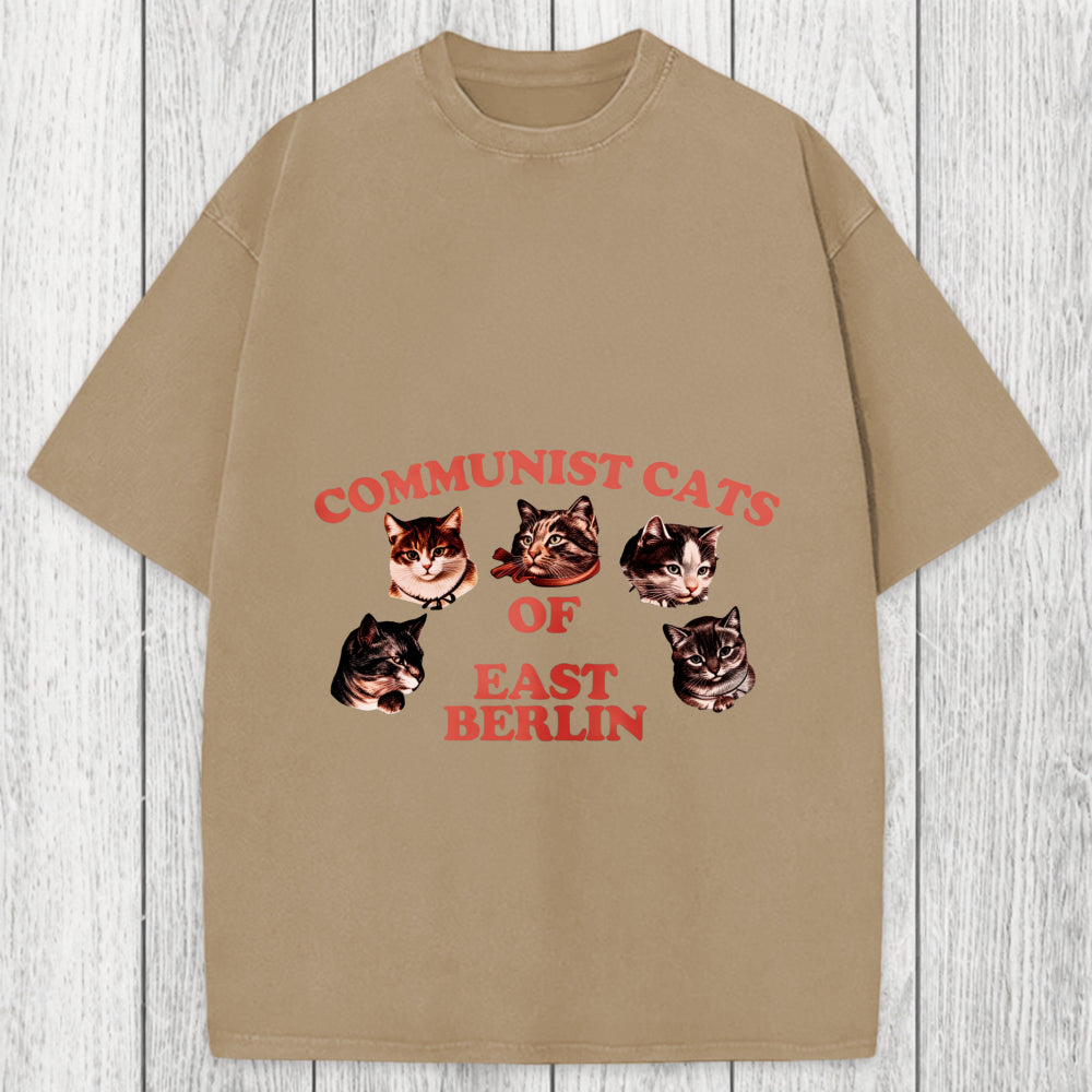 Tokyosol Communist Cats Of East Berlin Washed T-Shirt