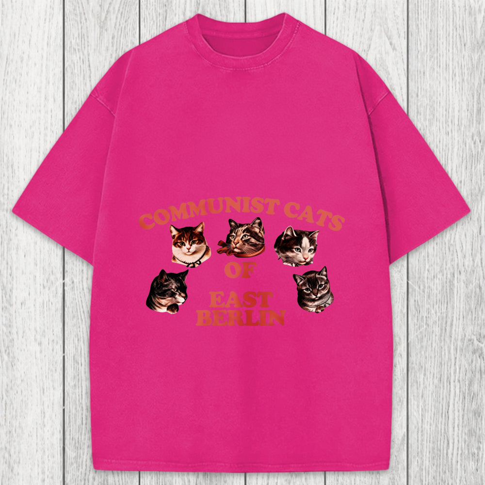 Tokyosol Communist Cats Of East Berlin Washed T-Shirt