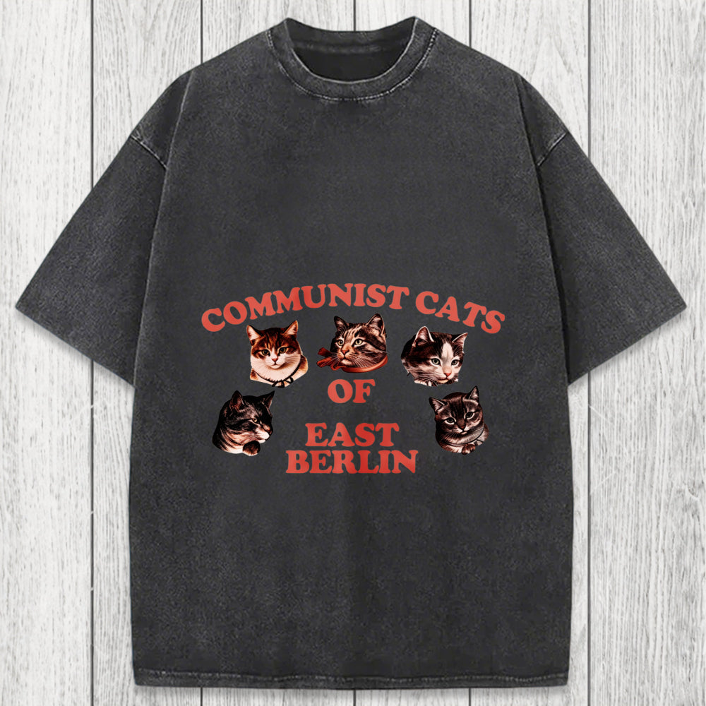 Tokyosol Communist Cats Of East Berlin Washed T-Shirt