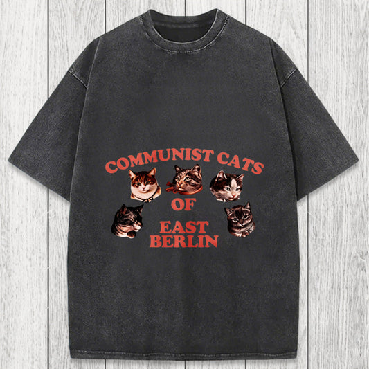 Tokyosol Communist Cats Of East Berlin Washed T-Shirt
