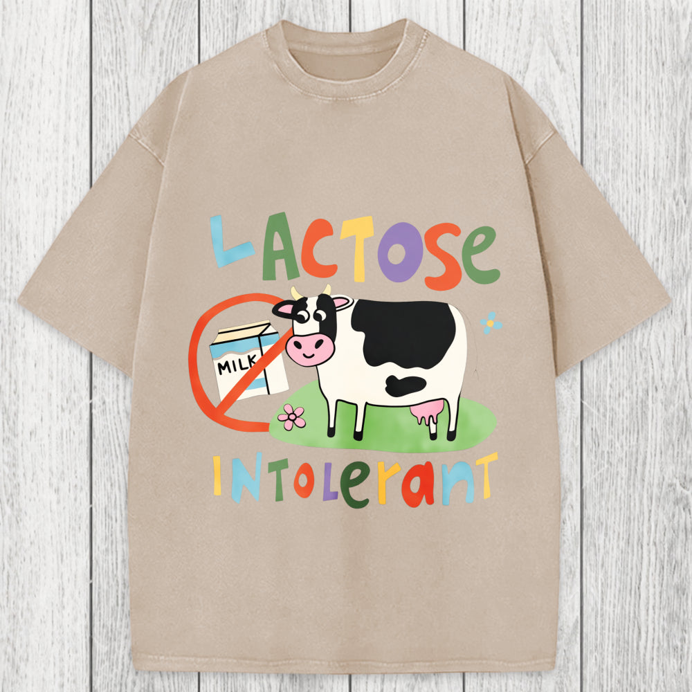 Tokyosol Lactose Intolerant Funny Meme Washed T-Shirt