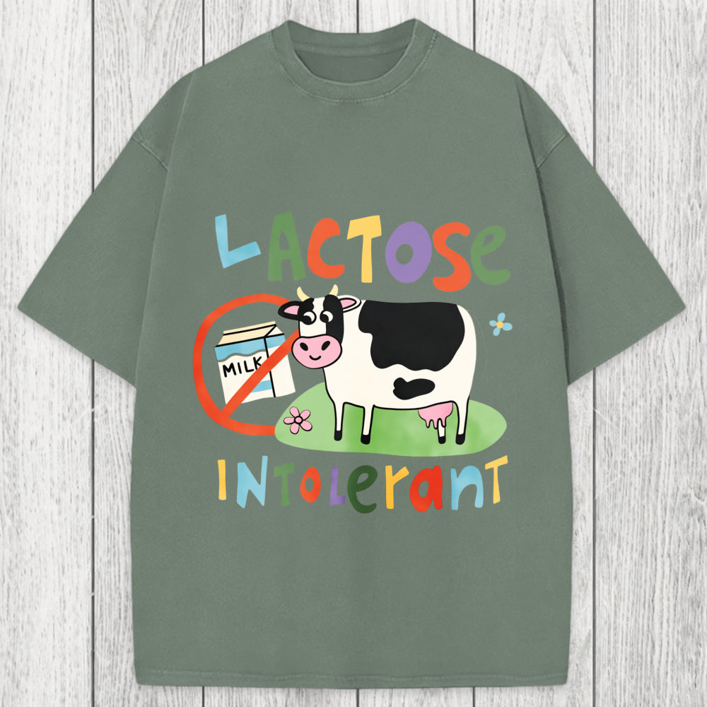 Tokyosol Lactose Intolerant Funny Meme Washed T-Shirt