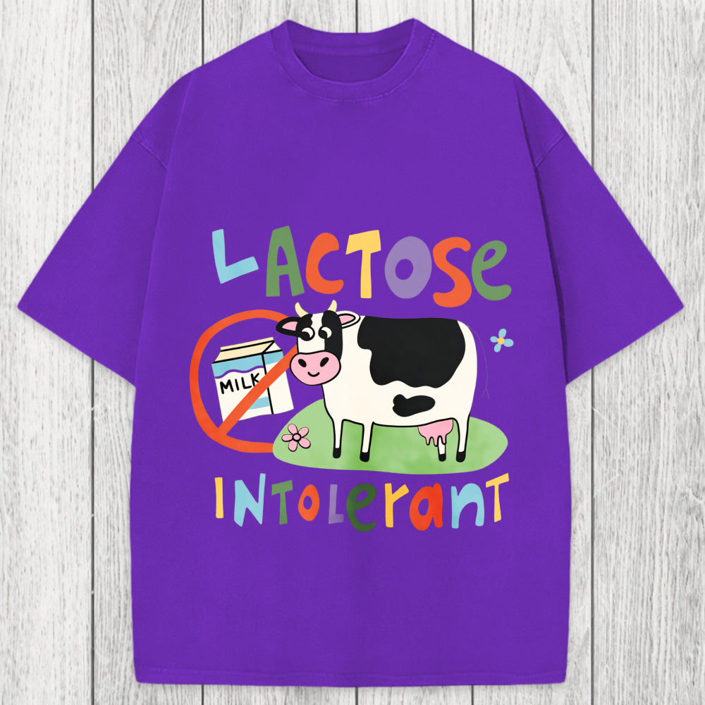 Tokyosol Lactose Intolerant Funny Meme Washed T-Shirt