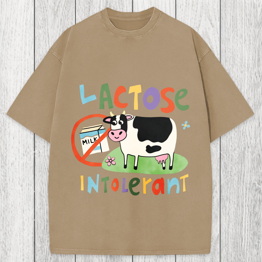 Tokyosol Lactose Intolerant Funny Meme Washed T-Shirt