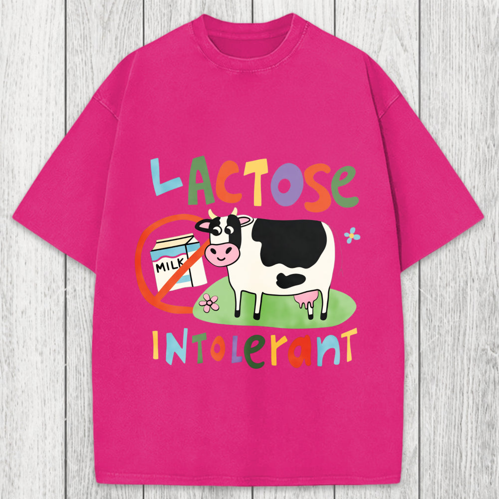 Tokyosol Lactose Intolerant Funny Meme Washed T-Shirt
