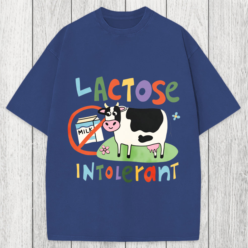 Tokyosol Lactose Intolerant Funny Meme Washed T-Shirt