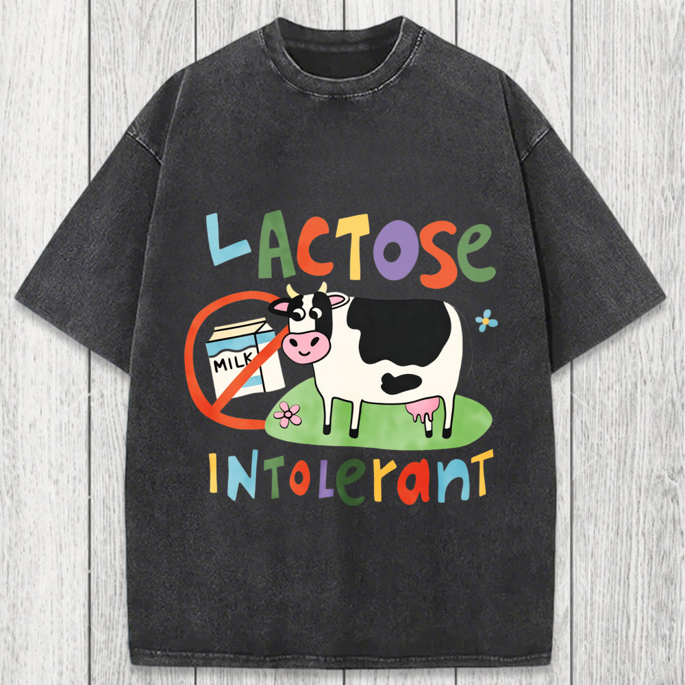 Tokyosol Lactose Intolerant Funny Meme Washed T-Shirt