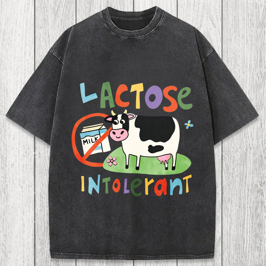 Tokyosol Lactose Intolerant Funny Meme Washed T-Shirt