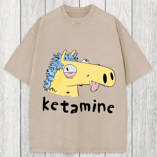 Tokyosol Funny Ketamine Silly Horse Washed T-Shirt