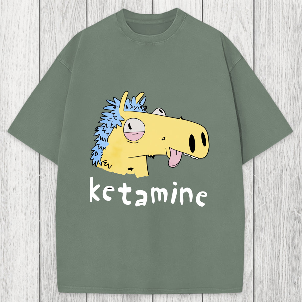 Tokyosol Funny Ketamine Silly Horse Washed T-Shirt