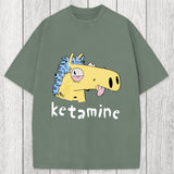 Tokyosol Funny Ketamine Silly Horse Washed T-Shirt