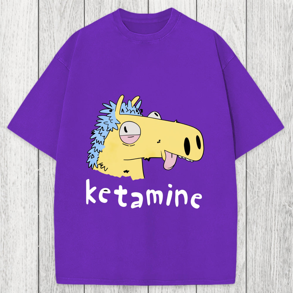 Tokyosol Funny Ketamine Silly Horse Washed T-Shirt