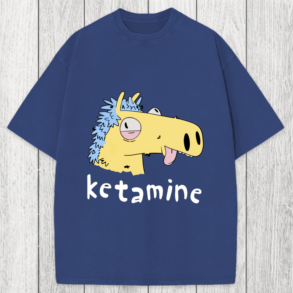 Tokyosol Funny Ketamine Silly Horse Washed T-Shirt