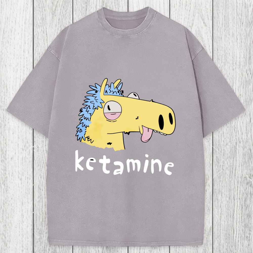 Tokyosol Funny Ketamine Silly Horse Washed T-Shirt