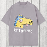 Tokyosol Funny Ketamine Silly Horse Washed T-Shirt