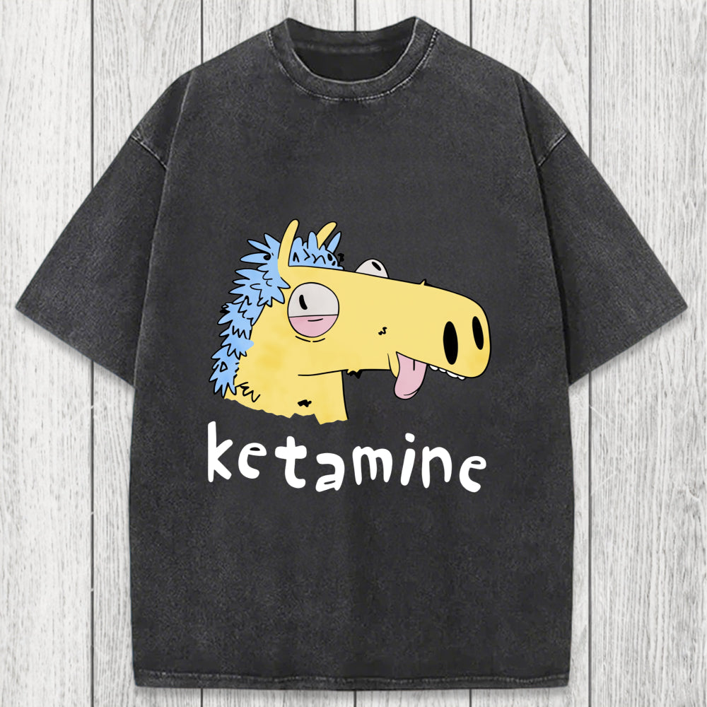 Tokyosol Funny Ketamine Silly Horse Washed T-Shirt