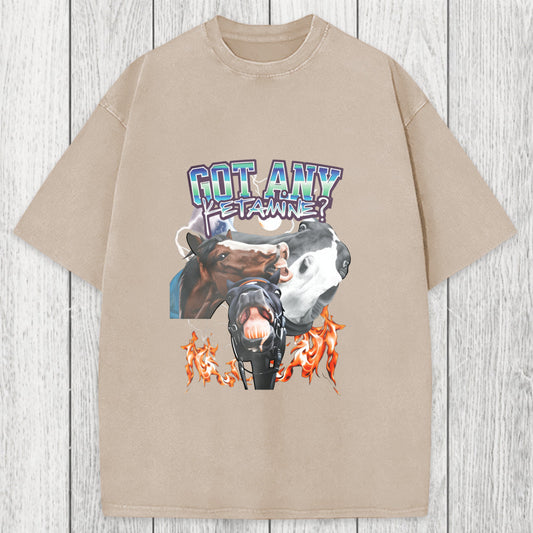 Tokyosol Got Any Ketamine? Funny Horse Meme Washed T-Shirt