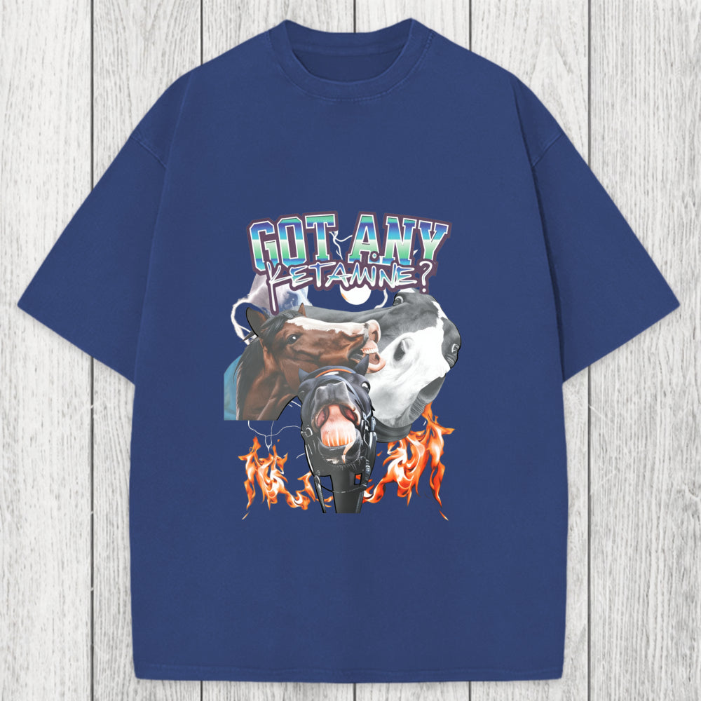 Tokyosol Got Any Ketamine? Funny Horse Meme Washed T-Shirt