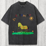 Tokyosol Funny Ketamine Horse Washed T-Shirt