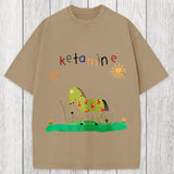 Tokyosol Funny Ketamine Horse Washed T-Shirt
