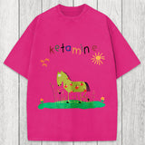 Tokyosol Funny Ketamine Horse Washed T-Shirt