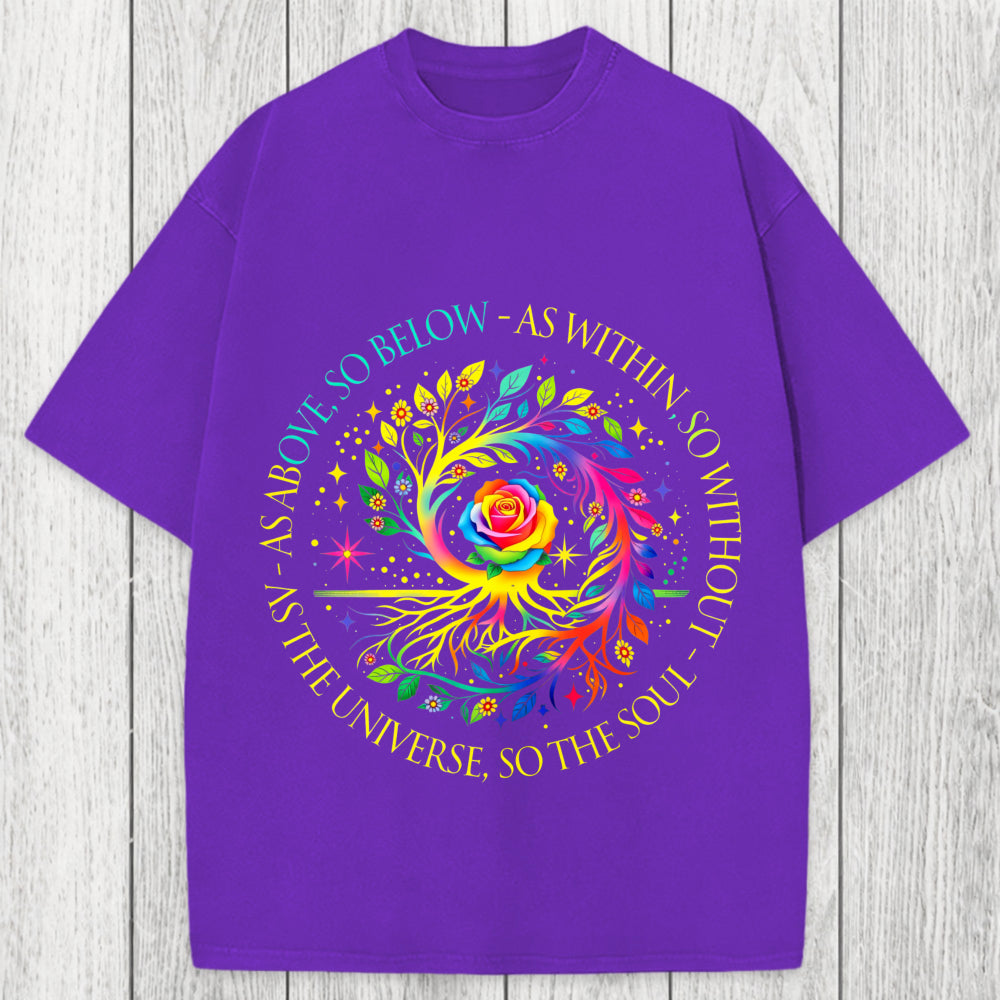 Tokyosol Rainbow Tree Cosmic Spiral Washed T-Shirt