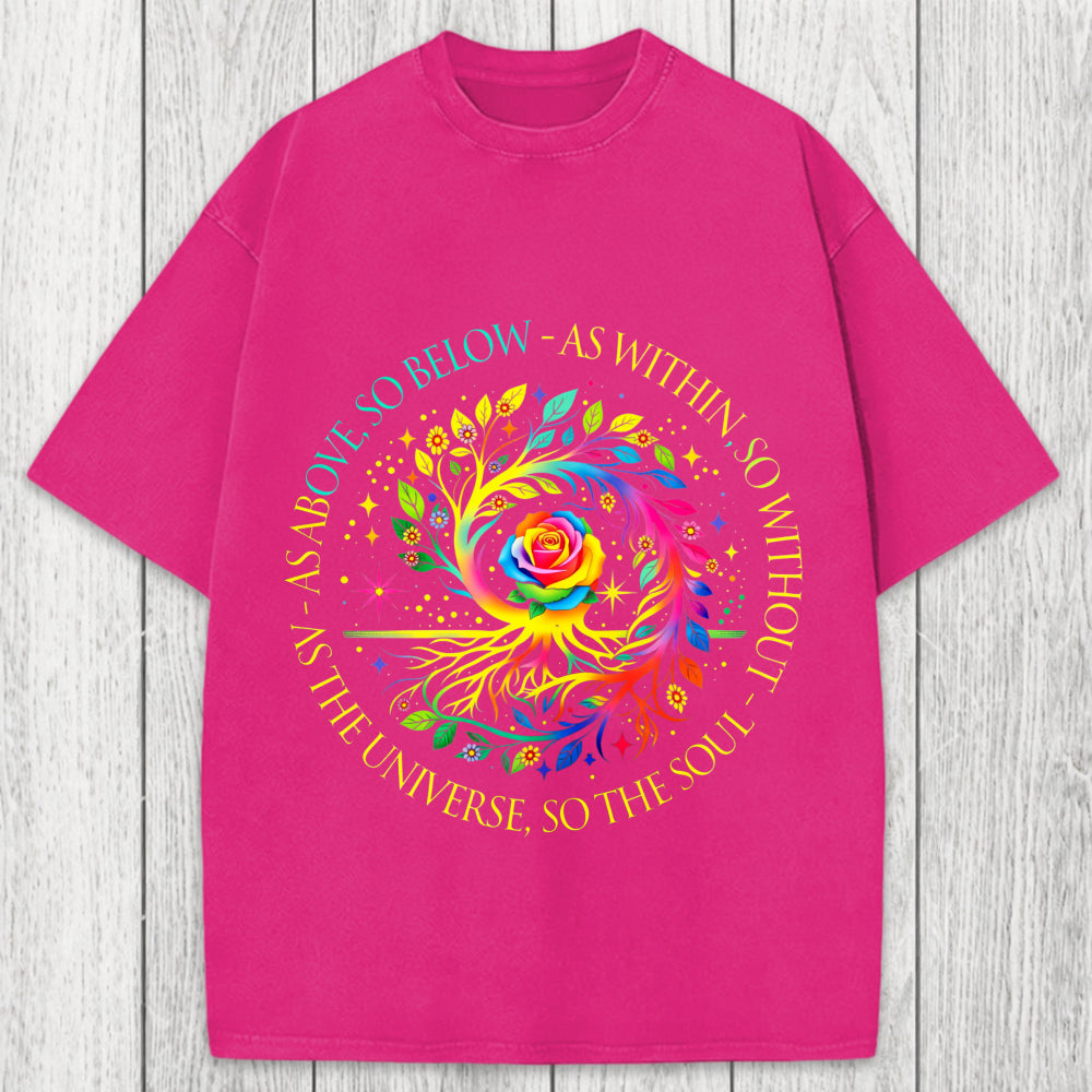 Tokyosol Rainbow Tree Cosmic Spiral Washed T-Shirt