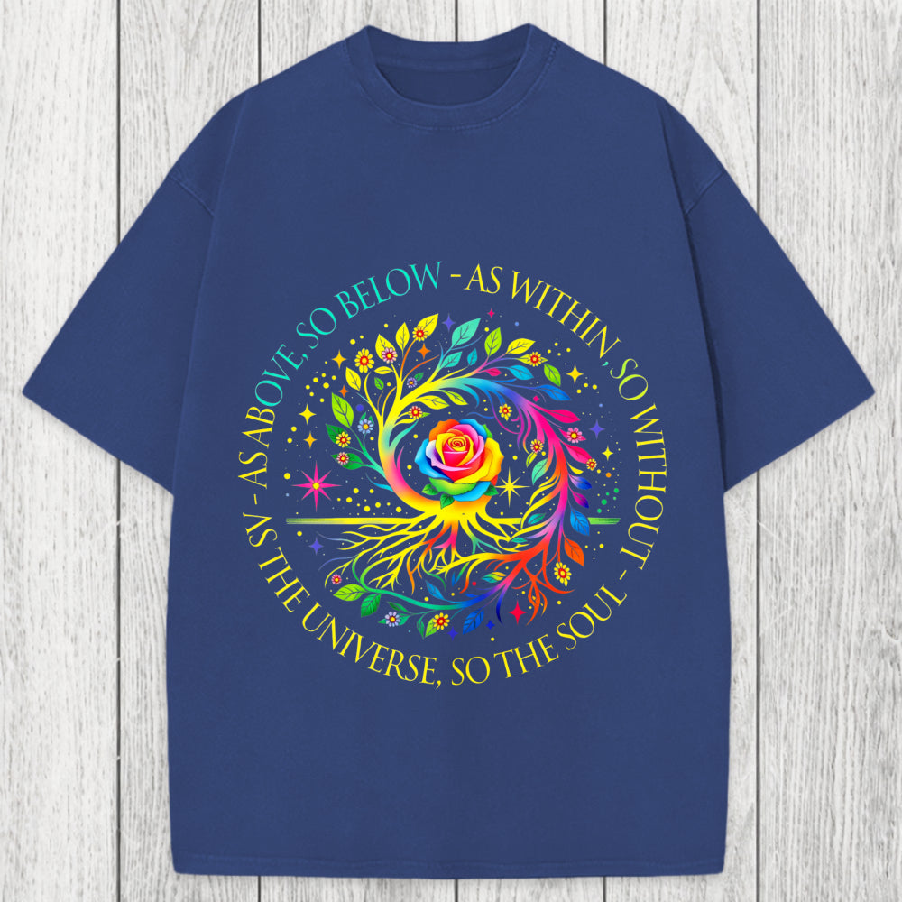 Tokyosol Rainbow Tree Cosmic Spiral Washed T-Shirt