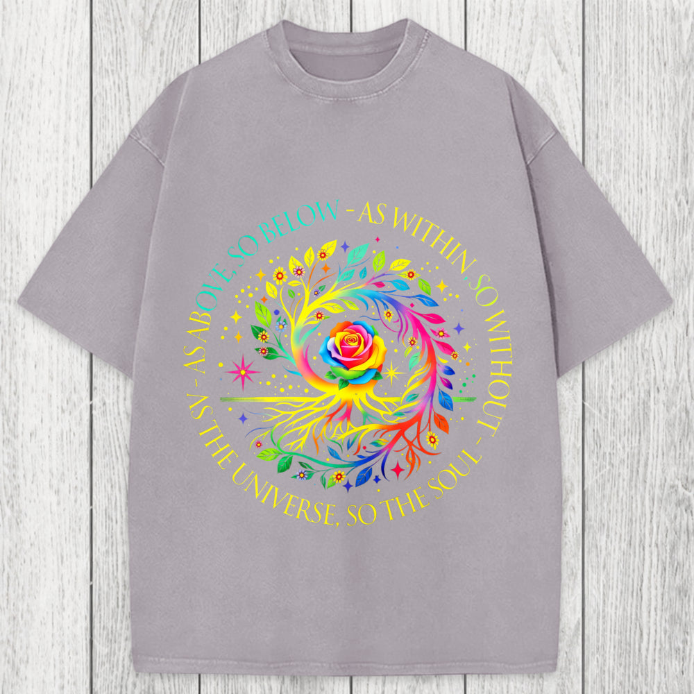 Tokyosol Rainbow Tree Cosmic Spiral Washed T-Shirt