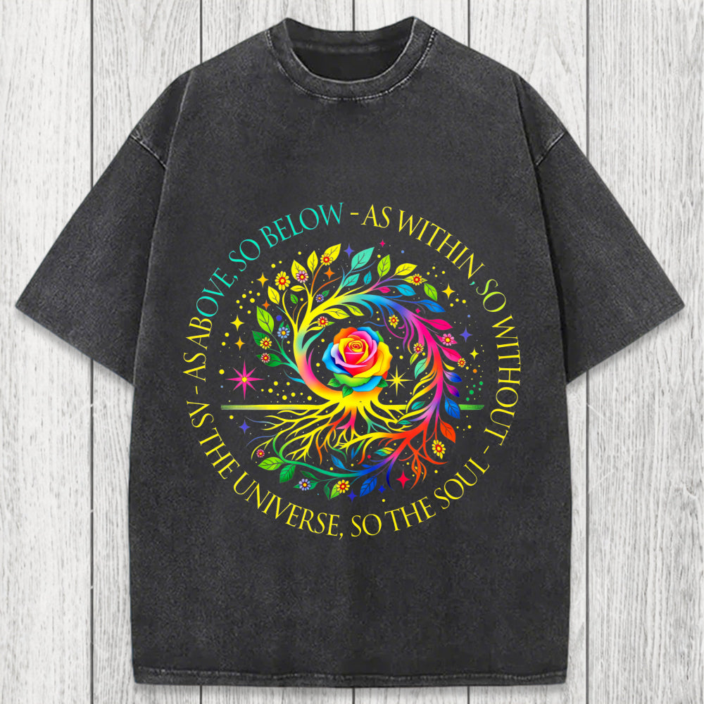Tokyosol Rainbow Tree Cosmic Spiral Washed T-Shirt