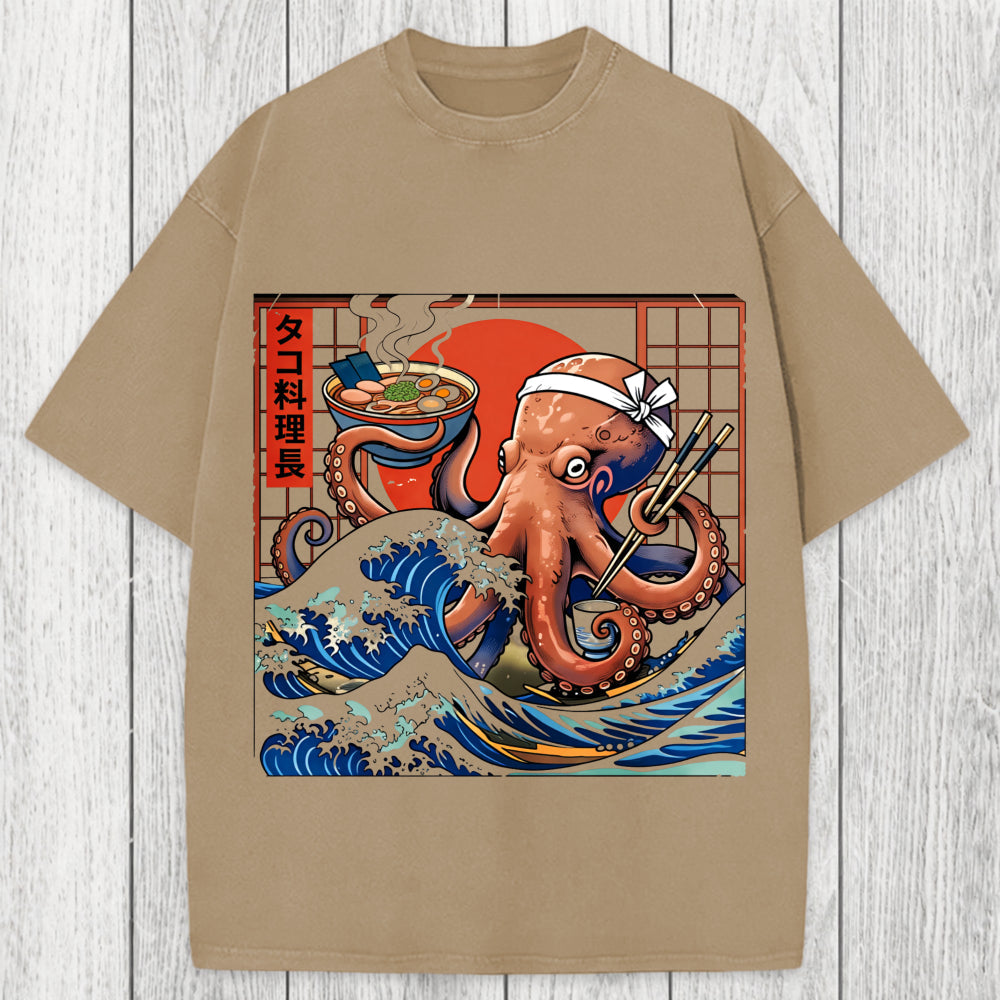 Tokyosol Ukiyo-E Octopus Ramen Washed T-Shirt