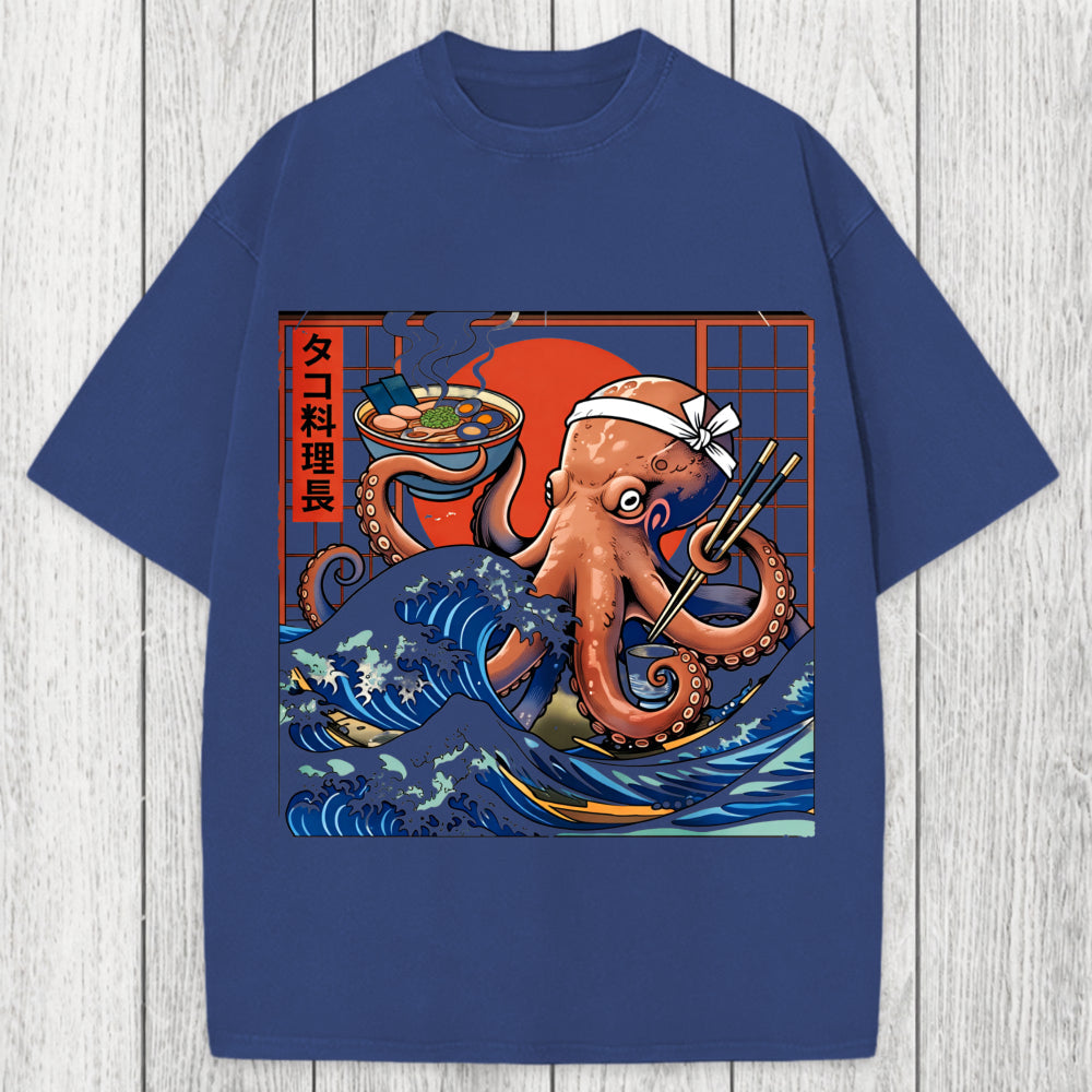 Tokyosol Ukiyo-E Octopus Ramen Washed T-Shirt