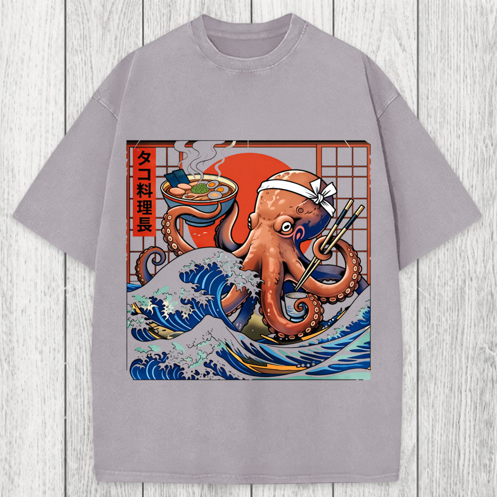 Tokyosol Ukiyo-E Octopus Ramen Washed T-Shirt