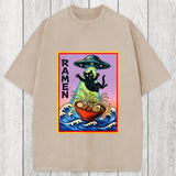 Tokyosol UFO Catching the Ramen Black Cat Washed T-Shirt