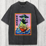 Tokyosol UFO Catching the Ramen Black Cat Washed T-Shirt