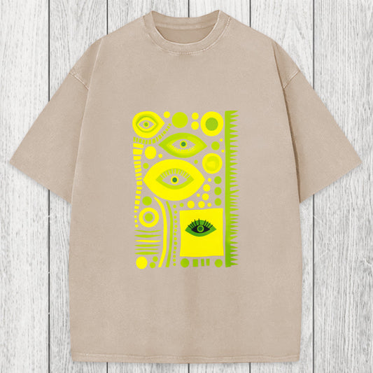 Tokyosol Geometric Eyes Washed T-Shirt