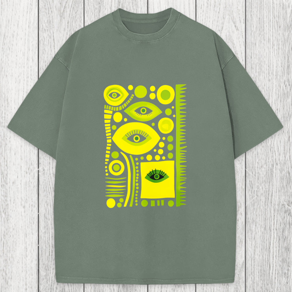 Tokyosol Geometric Eyes Washed T-Shirt