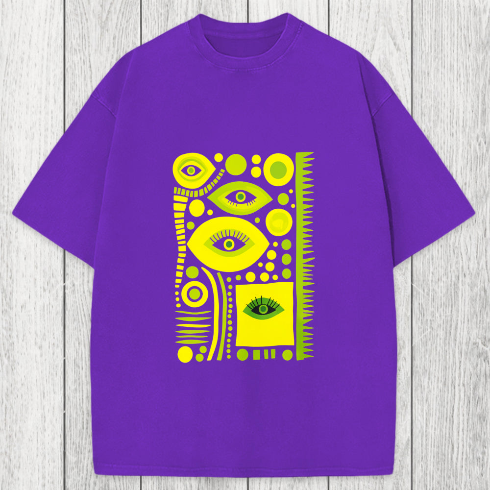 Tokyosol Geometric Eyes Washed T-Shirt