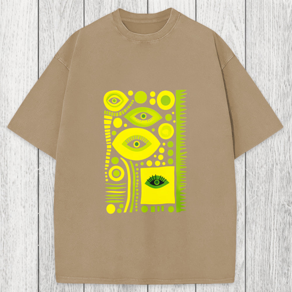 Tokyosol Geometric Eyes Washed T-Shirt