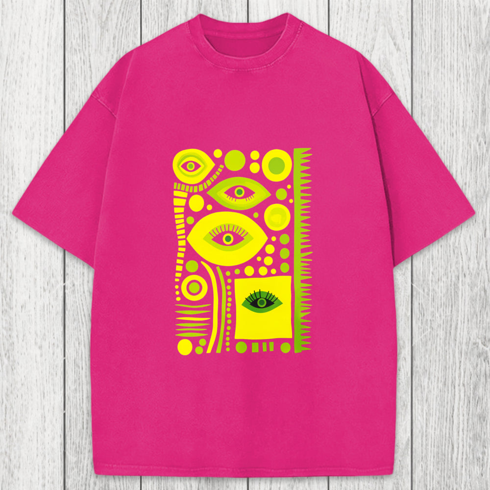 Tokyosol Geometric Eyes Washed T-Shirt