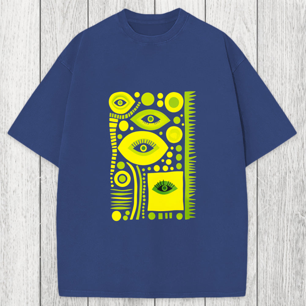 Tokyosol Geometric Eyes Washed T-Shirt