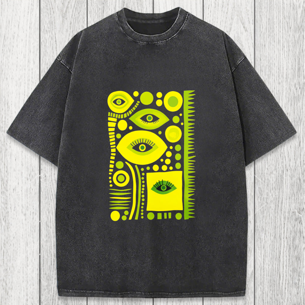 Tokyosol Geometric Eyes Washed T-Shirt
