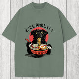 Tokyosol Dog Eating Ramen Joyfully Washed T-Shirt